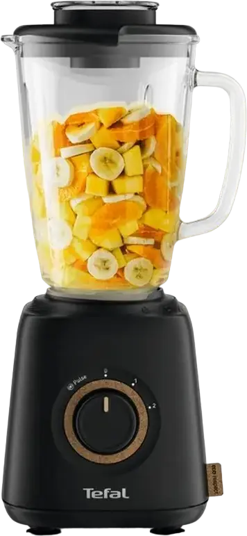 Tefal BL46EN38 Eco Respect Blender, 800W, 1.75L Heat-Resistant Glass Jar, 4 Stainless Steel Blades, Ice Crushing, Smart Lock, Black, Made in France