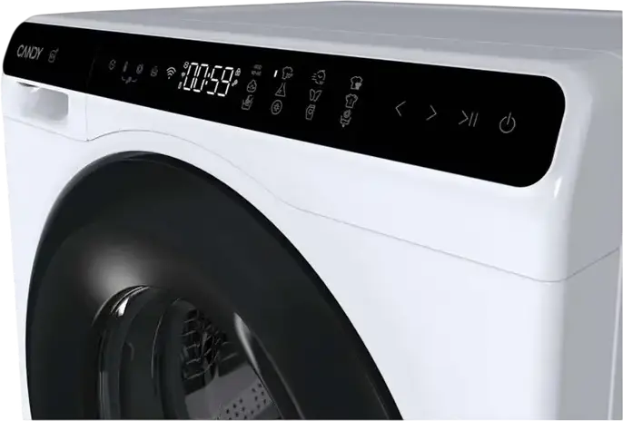 Masina de spalat rufe cu incarcare frontala Candy CW50-BP12307U1-S, 5kg, 1200 rpm, Clasa Energetica A, Motor Inverter, Control Smart hOn, Display LED, Alb
