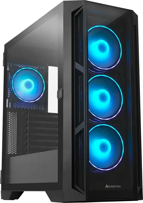 Carcasa PC Chieftec APEX GA-01B-TG-OP Midi-Tower, Negru, Sticla Temperata, Suport E-ATX, 4 Ventilatoare A-RGB, USB 3.2 Gen2 Type-C, Otel SPCC, 465x230x495mm