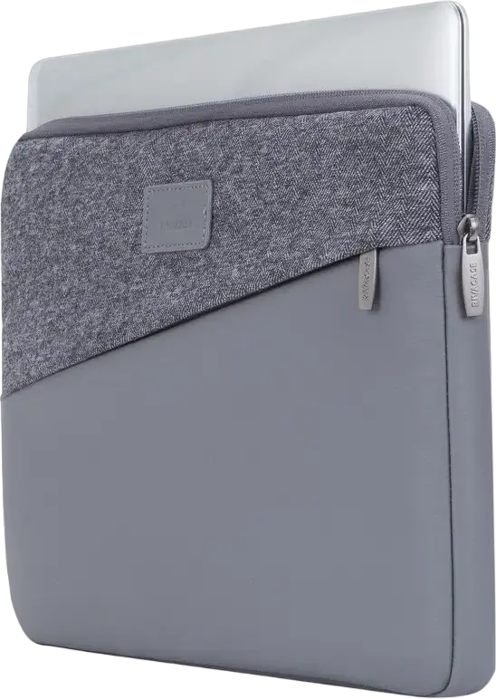 Husa pentru laptop RivaCase Egmont 7903 pentru laptopuri de pana 13.3 inch, MacBook Air 13, MacBook Pro 13, iPad Pro 12.9, Piele Artificiala si Tweed, Culoare: Gri