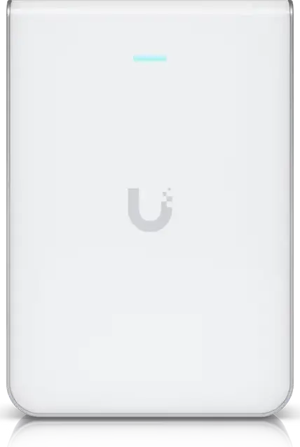 Ubiquiti U7-Pro-Wall Точка доступа WiFi 7, 6 пространственных потоков, 2.5 GbE PoE+, Трехдиапазонный 6ГГц/5ГГц/2.4ГГц, 300+ клиентов, Настенный монтаж, Белый