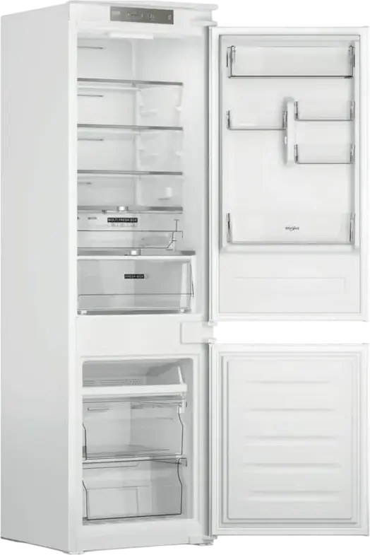 Whirlpool WHC18 T322 Built-in Bottom Freezer Refrigerator, 250L, No Frost, 6th Sense Technology, LED Display, White, 177cm Height