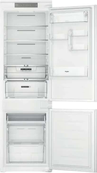 Whirlpool WHC18 T322 Built-in Bottom Freezer Refrigerator, 250L, No Frost, 6th Sense Technology, LED Display, White, 177cm Height
