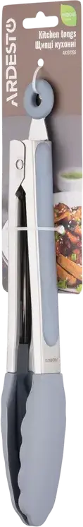 Ardesto AR3022GS Midori Kitchen Tongs, Stainless Steel and Silicone, 28 cm, Grey, Dishwasher Safe