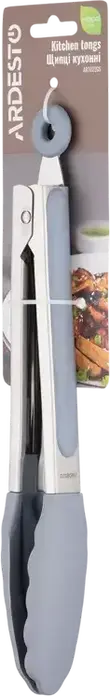 Ardesto AR3022GS Midori Kitchen Tongs, Stainless Steel and Silicone, 28 cm, Grey, Dishwasher Safe