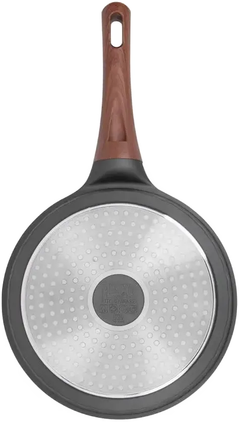 Resto Kitchenware Capella 93509 Cast Aluminum Frying Pan 24cm, Non-stick PFLUON Coating, Induction Compatible, Soft-touch Wood-effect Handle, Black