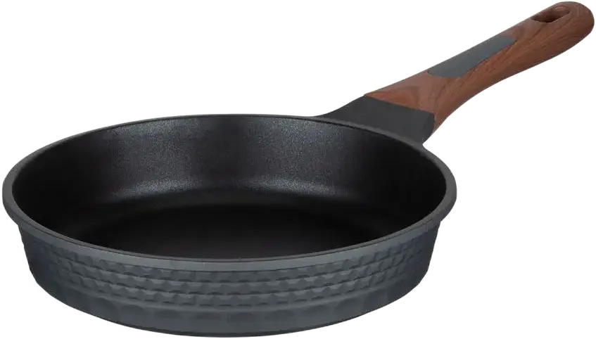 Resto Kitchenware Capella 93509 Cast Aluminum Frying Pan 24cm, Non-stick PFLUON Coating, Induction Compatible, Soft-touch Wood-effect Handle, Black