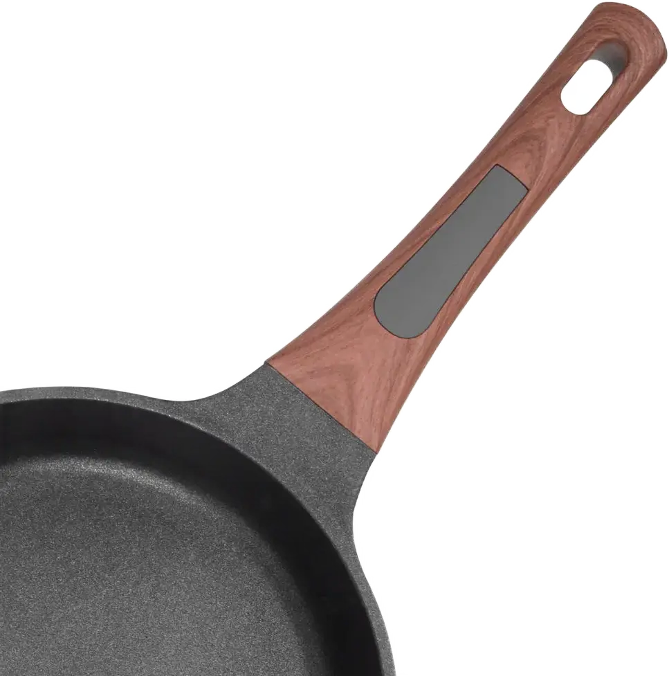 Resto Kitchenware Capella 93509 Cast Aluminum Frying Pan 24cm, Non-stick PFLUON Coating, Induction Compatible, Soft-touch Wood-effect Handle, Black