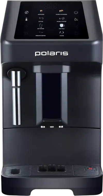 Polaris PACM 2048SW Automatic Espresso Machine, 1450W, 20 Bar Pump, Stainless Steel Millstone Grinder, 1.8L Tank, 5 Programs, Black Stainless Steel