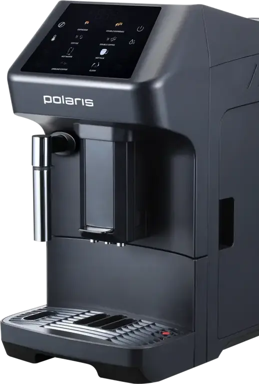 Polaris PACM 2048SW Automatic Espresso Machine, 1450W, 20 Bar Pump, Stainless Steel Millstone Grinder, 1.8L Tank, 5 Programs, Black Stainless Steel