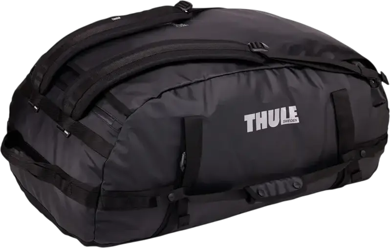 Geanta Thule Chasm Transformer 90L Hibrid Rucsac si Duffel, Nylon Poliester Rezistenta la Apa, Curele Padded Convertibile, Deschidere Lata, Negru