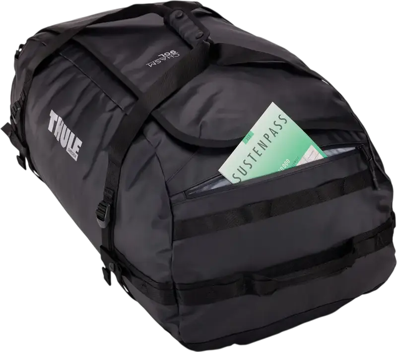 Geanta Thule Chasm Transformer 90L Hibrid Rucsac si Duffel, Nylon Poliester Rezistenta la Apa, Curele Padded Convertibile, Deschidere Lata, Negru