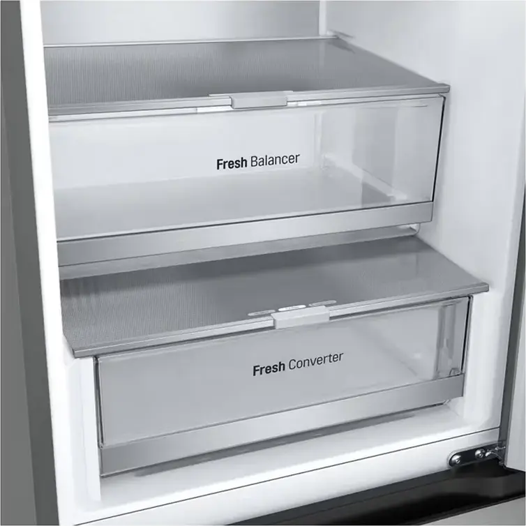 LG GBV7280BMB Freestanding Combi Refrigerator, Total No Frost, Smart Inverter Compressor, 387L Capacity, Energy Class B, Silver, 59.5x67.5x203 cm