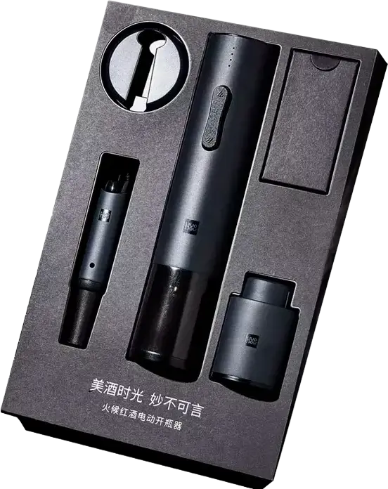 Set Deluxe Deschizător de Vin Electric Huohou HU0090, Din Oțel Inoxidabil cu Aerator și Dop pentru Sticle, Reîncărcabil Micro-USB, Negru