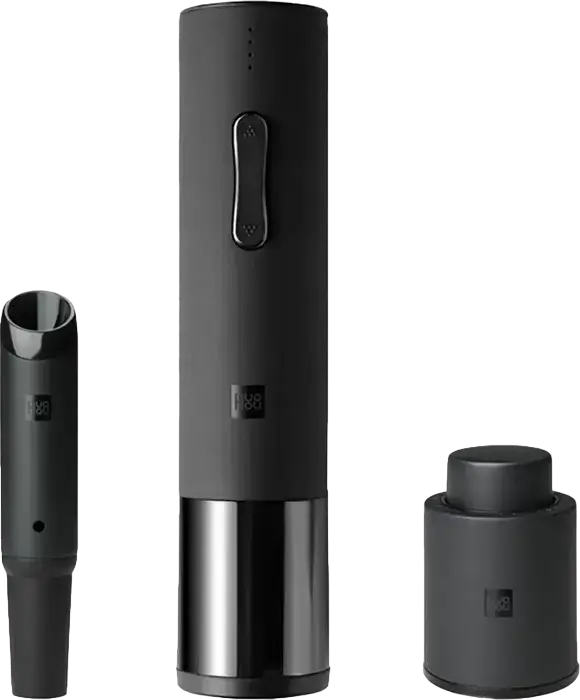 Set Deluxe Deschizător de Vin Electric Huohou HU0090, Din Oțel Inoxidabil cu Aerator și Dop pentru Sticle, Reîncărcabil Micro-USB, Negru