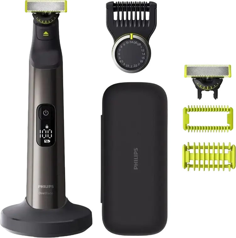 Philips OneBlade Pro 360 QP6652/61 Hybrid Face and Body Trimmer, 360 Blade, 20 Length Settings (0.4-10mm), Li-Ion Battery, 120min Runtime, LED Display