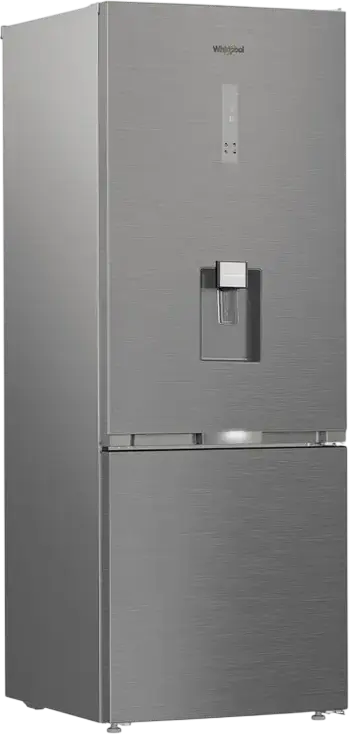 Whirlpool WHK2 6493W X5E Independent Combi Refrigerator, Dual No Frost, ZenInverter Compressor, 6th Sense, Water Dispenser, Stainless Steel, 490L, 192x70x74.5 cm