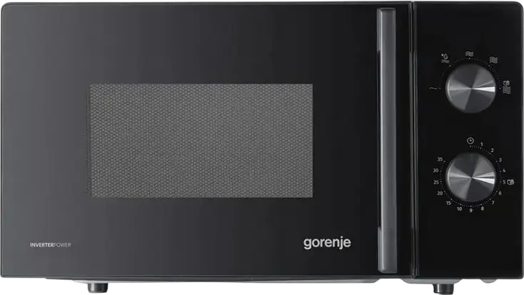 Cuptor cu Microunde Solo Gorenje MO20E1B5, Capacitate 20L, Tehnologie InverterPower, Putere 700W, Grill 2300W, 9 Programe Automate, Timer Mecanic, Negru