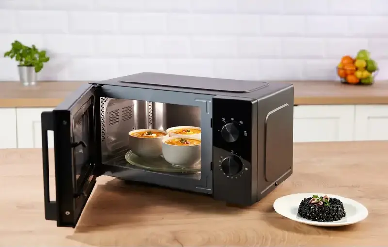 Cuptor cu Microunde Solo Gorenje MO20E1B5, Capacitate 20L, Tehnologie InverterPower, Putere 700W, Grill 2300W, 9 Programe Automate, Timer Mecanic, Negru
