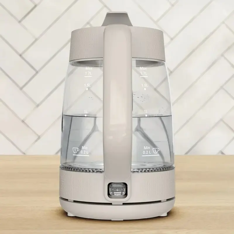 Tefal Morning KO2G0BE0 Electric Glass Kettle, 1.7L Capacity, 2000W, 360° Base, Anti-scale Filter, Boil-dry Protection, Backlight Illumination, Beige