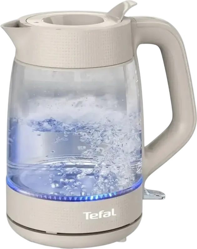 Tefal Morning KO2G0BE0 Electric Glass Kettle, 1.7L Capacity, 2000W, 360° Base, Anti-scale Filter, Boil-dry Protection, Backlight Illumination, Beige