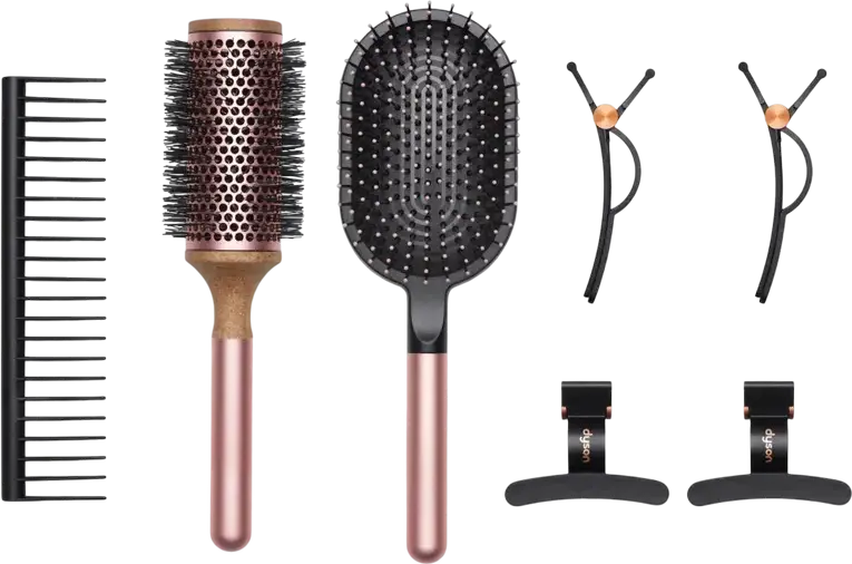 Set Cadou Dyson Styling 973756-01 Rosé - Kit Profesionist pentru Păr cu Perie Paddle, Perie Cilindrică Ventilată 45mm, Pieptene și Cleme de Secționare