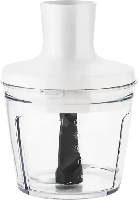 Tefal DailyMix HB533138 Hand Blender 600W, Stainless Steel Foot, with Chopper 0.5L, Whisk and 0.8L Beaker, Anti-Splash Protection, White