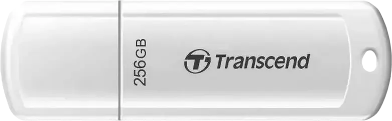 Transcend JetFlash 730 256 GB USB 3.2 Gen 1 Flash Drive, USB Type-A High Speed Storage, Up to 90MB/s Read and 40MB/s Write Speed, White Plastic Body with Cap, Transcend Elite Software