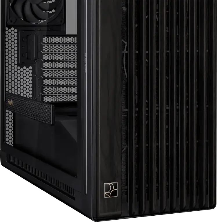 Carcasa Mid Tower ASUS ProArt PA602 Wood Edition, Suport E-ATX, Lemn Thermowood certificat FSC, Sticla Temperata, Radiator 420mm, Ventilatoare 200mm