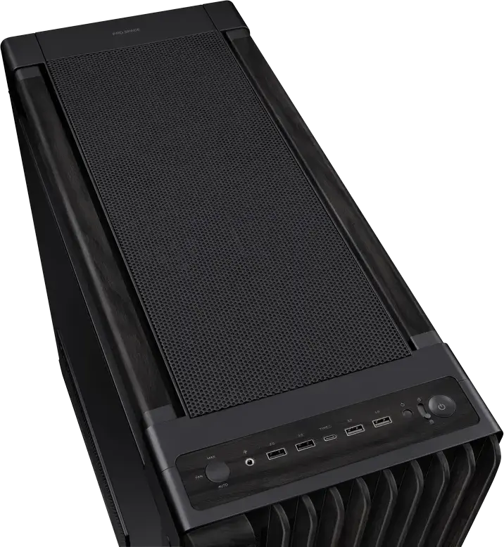 Carcasa Mid Tower ASUS ProArt PA602 Wood Edition, Suport E-ATX, Lemn Thermowood certificat FSC, Sticla Temperata, Radiator 420mm, Ventilatoare 200mm