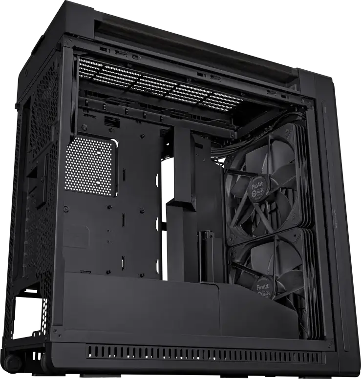 Carcasa Mid Tower ASUS ProArt PA602 Wood Edition, Suport E-ATX, Lemn Thermowood certificat FSC, Sticla Temperata, Radiator 420mm, Ventilatoare 200mm