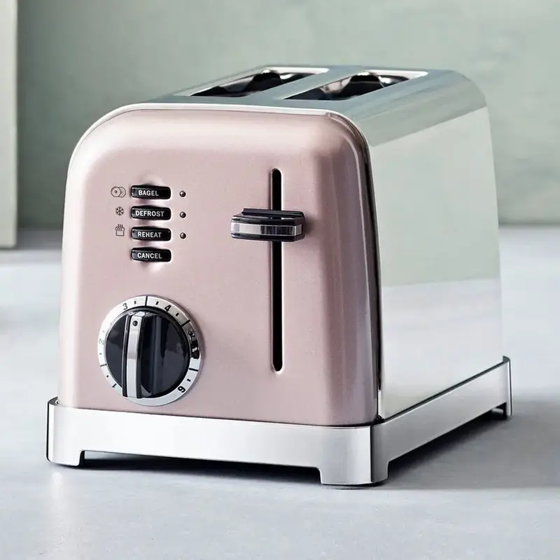 Cuisinart CPT160PIE 2-Slice Toaster, 900W, Metal Housing, 6 Browning Levels, Reheat, Defrost, Cancel Functions, Removable Crumb Tray, Pink