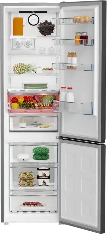 Frigider Combinat Beko B5RCNA405ZXBR, No Frost, HarvestFresh, ProSmart Inverter, Volum Net 355L, Clasa Energetică D, Negru, 203.5x59.5x66.3 cm