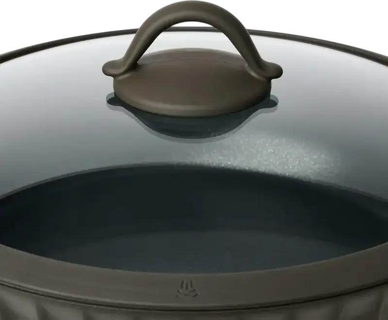 RESTO 94006 ASCELLA Oval Casserole 4.2L, Aluminum with Non-stick Pfluon Cookmark Coating, Glass and Silicone Lid, 28cm Bottom Diameter, Brown