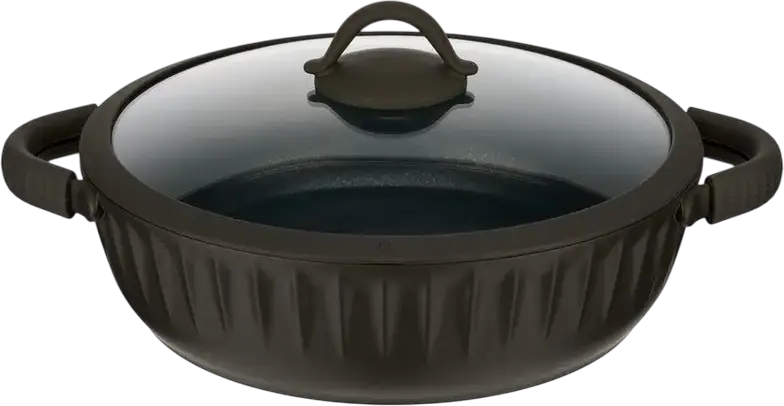 RESTO 94006 ASCELLA Oval Casserole 4.2L, Aluminum with Non-stick Pfluon Cookmark Coating, Glass and Silicone Lid, 28cm Bottom Diameter, Brown