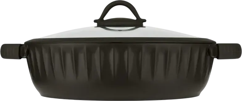 RESTO 94006 ASCELLA Oval Casserole 4.2L, Aluminum with Non-stick Pfluon Cookmark Coating, Glass and Silicone Lid, 28cm Bottom Diameter, Brown