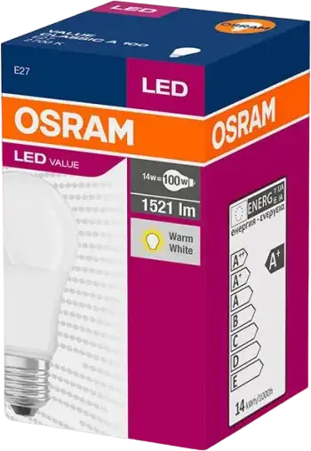 Osram VALUECLA100 LED Bulb E27 13W 2700K Warm White Classic A-shape Matte Finish 1200-1599 lm 220-240V Energy Class F