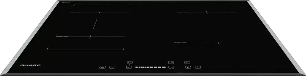 Sharp KH-6I27CS0I-EU Built-in Induction Hob, 4 Zones, Schott Ceran Vitroceramic Glass, 7.4 kW, Touch Control, Boost Function, Child Lock, Black, 59 cm
