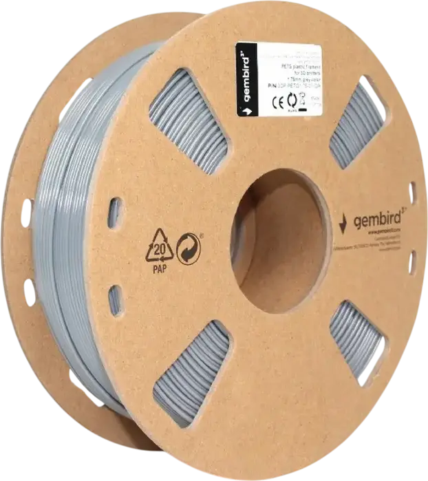 Filament imprimanta 3D Gembird 3DP-PETG1.75-01 PETG, Diametru 1.75mm, Role 1kg, Rezistenta Ridicata la Impact, Culoare: Gri