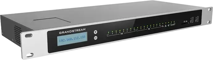 Centrală Telefonie IP Grandstream UCM6308, 3000 Utilizatori, 450 Apeluri Simultane, Porturi Gigabit RJ45, Suport PoE+, Gestiune Cloud GDMS, Gri