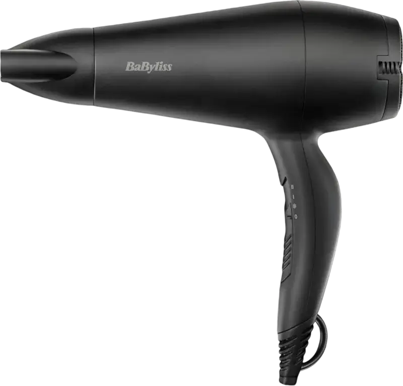 BaByliss D215DE Hair Dryer 2000W, Ionic Function for Frizz Reduction, 2 Temperature & Speed Settings, Cold Air Shot, Diffuser and Concentrator, Black