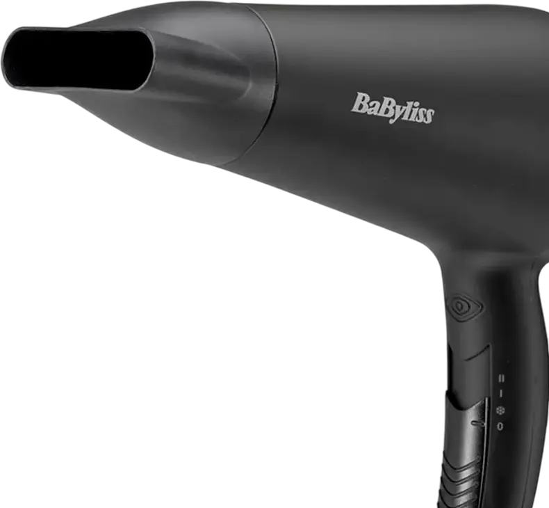 BaByliss D215DE Hair Dryer 2000W, Ionic Function for Frizz Reduction, 2 Temperature & Speed Settings, Cold Air Shot, Diffuser and Concentrator, Black