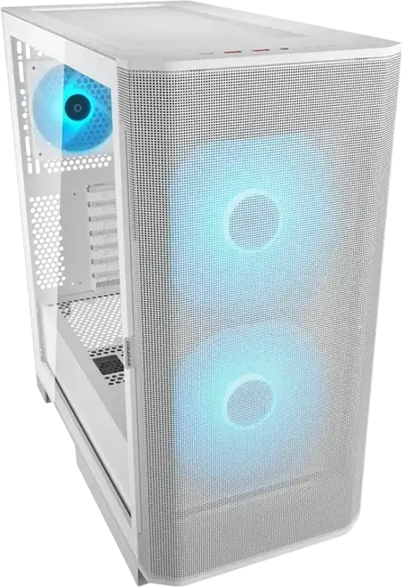 Carcasa Cougar Airface FLO RGB Mid Tower, Culoare: Alb, Suport E-ATX, 3 Ventilatoare ARGB PWM, Sticla Temperata, USB-C 3.2 Gen 2, CGR-5YA6W-RGB