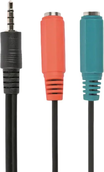 Audio Adaptor Cablexpert CCA-417, 3.5mm 4-pin (M) - 2x 3.5mm 3-pin (F), 0,2m, Negru