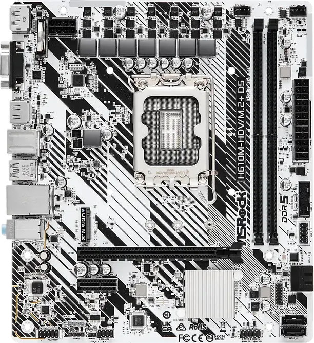 Placă de bază ASRock H610M-HDV/M.2+ D5, LGA1700, Intel H610, Micro-ATX