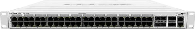 MikroTik CRS354-48P-4S+2Q+RM Rackmount Switch, 48x Gigabit PoE+ Ports, 4x 10G SFP+, 2x 40G QSFP+, 336 Gbps Switching Capacity, 750W Power Supply