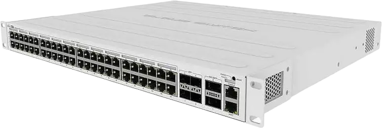 MikroTik CRS354-48P-4S+2Q+RM Rackmount Switch, 48x Gigabit PoE+ Ports, 4x 10G SFP+, 2x 40G QSFP+, 336 Gbps Switching Capacity, 750W Power Supply