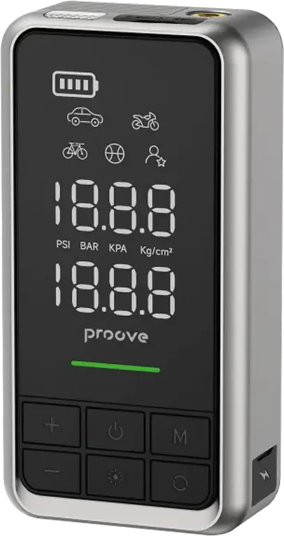 Proove Air Jump 2-in-1 Jump Starter and Air Pump, 10400mAh, 1000A Peak Current, 85W Pump, for Petrol and Diesel Engines up to 4.0L, LED Display, LED Flashlight