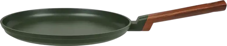 Resto 93712 SADR Crepe Pan, 28 cm, Die-cast Recyclable Aluminium, Queenhome Non-stick Coating, Induction Compatible, Bachelite Wood-grain Handle, Green