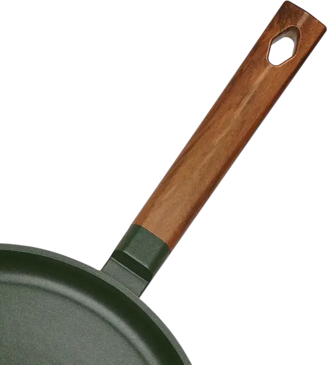 Resto 93712 SADR Crepe Pan, 28 cm, Die-cast Recyclable Aluminium, Queenhome Non-stick Coating, Induction Compatible, Bachelite Wood-grain Handle, Green